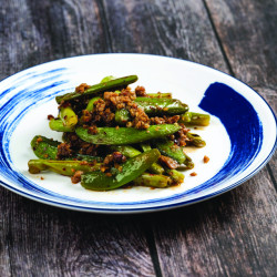 Stir-Fried Szechuan Green Beans with plant-based mince